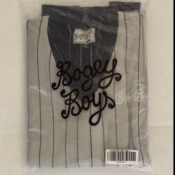 Bogey Boys by Macklemore Pin Stripe Sleeveless Sweater Vest, Grey, Size L, NWT - Picture 8 of 11